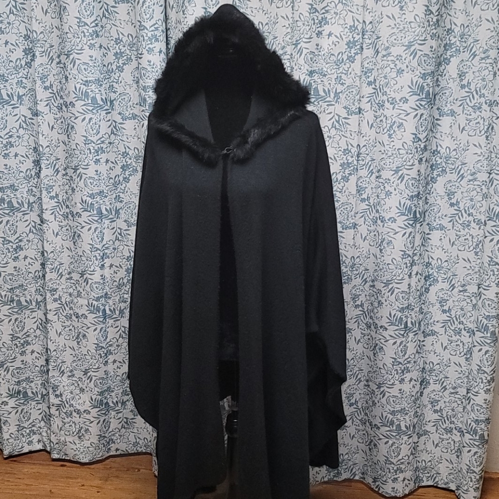 Black hooded cape